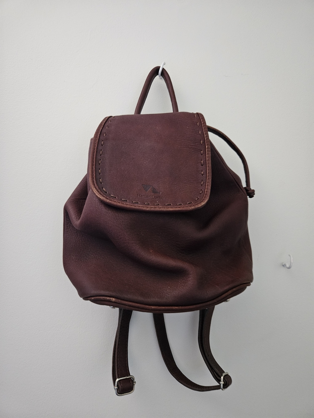 Geniune Leather Mini Backpack in Dark Brown